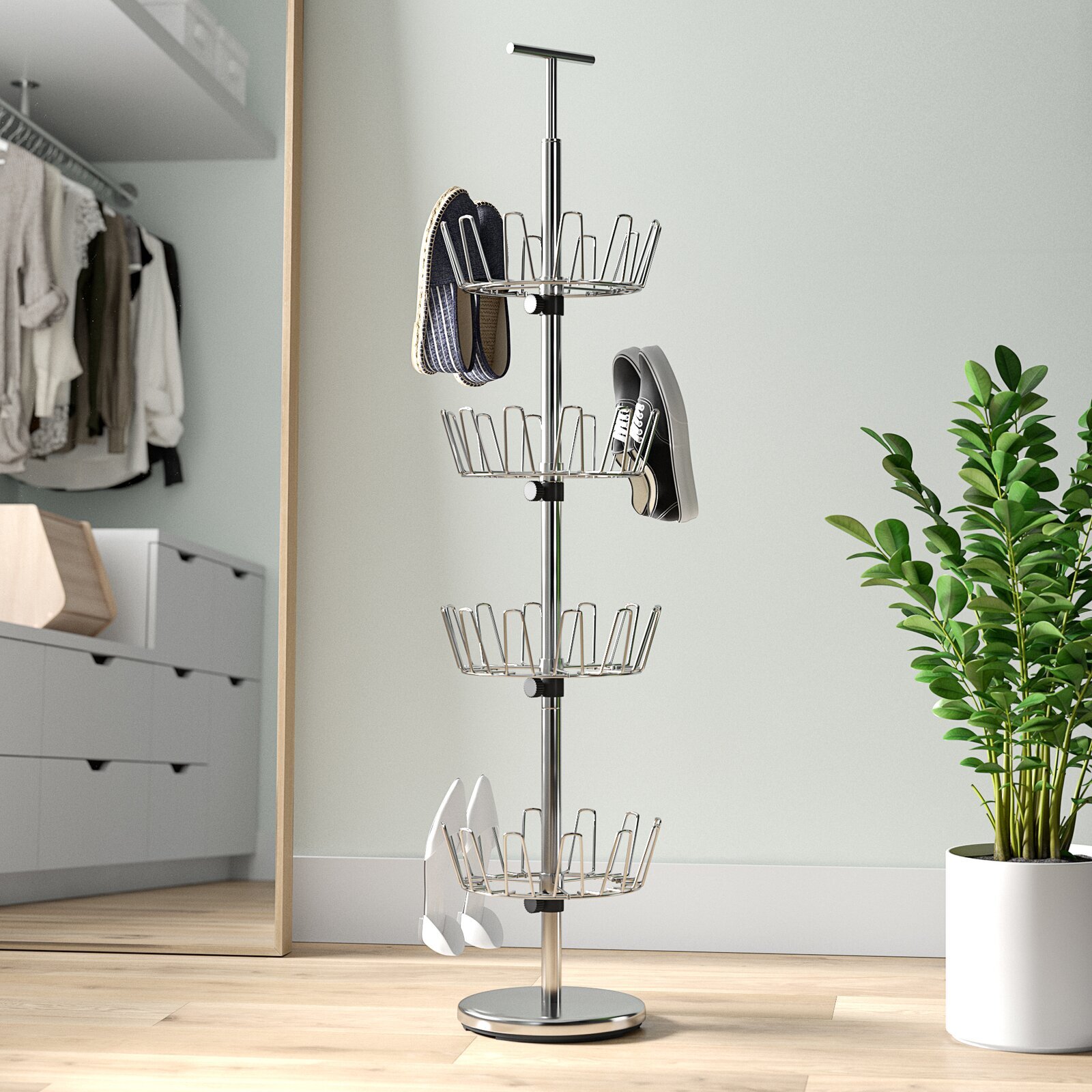 Metal Revolving Tall Skinny Shoe Rack