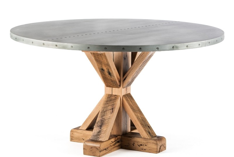 Metal Zinc 10 Seat Round Dining Table