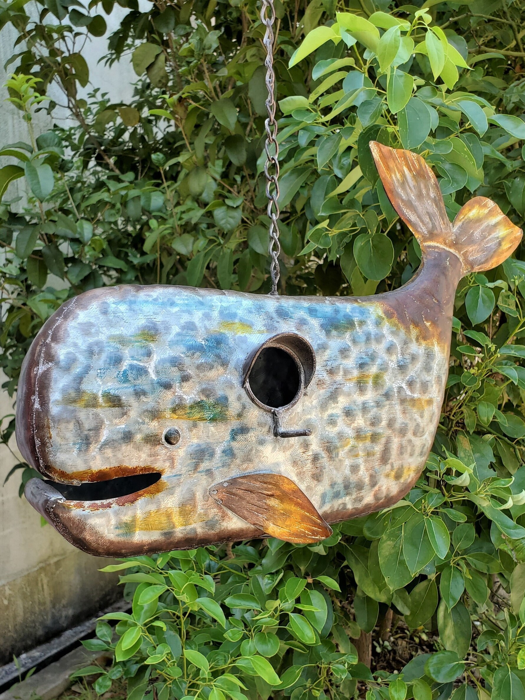 Metallic Whale Large Birdhouse