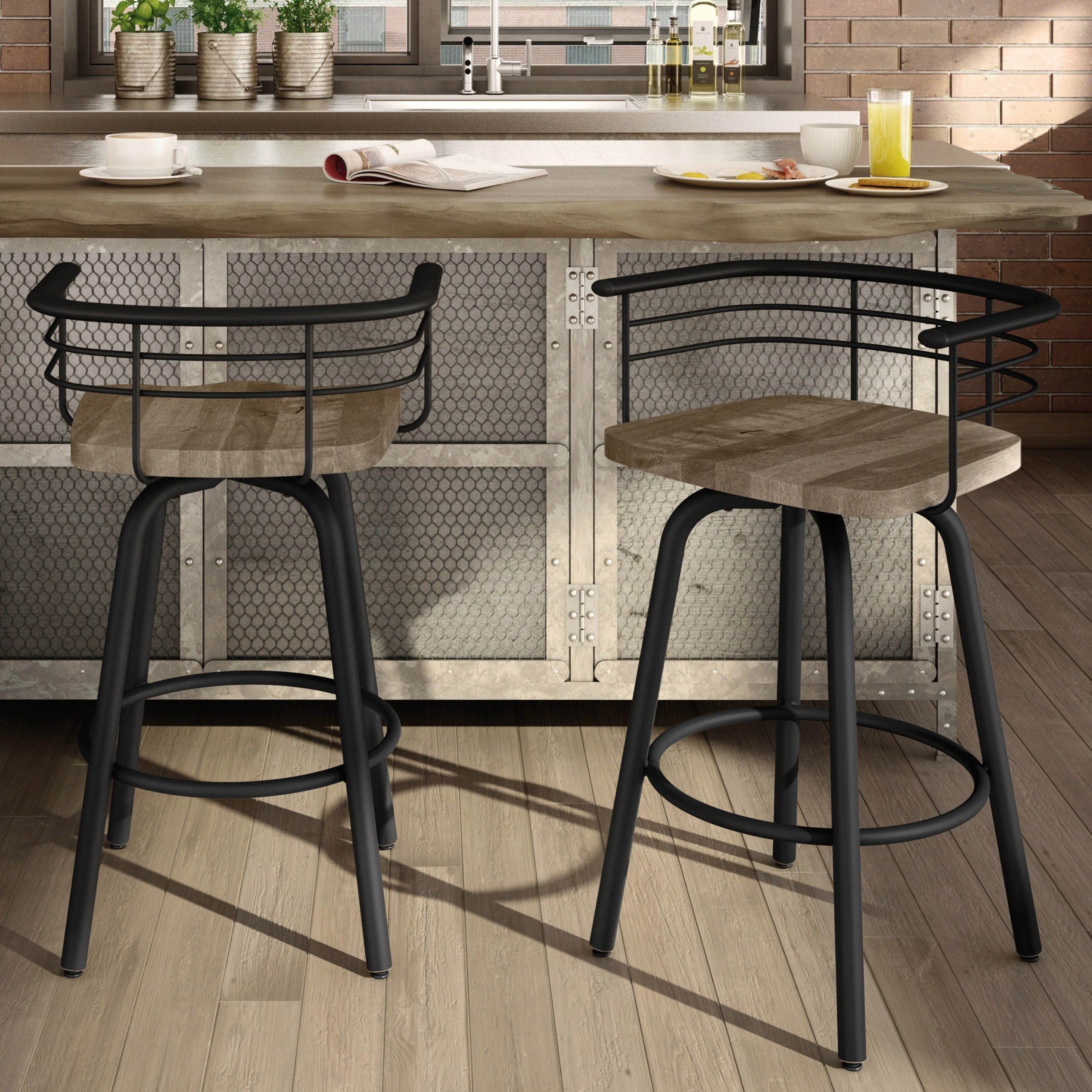 Mid century modern barstools with arms