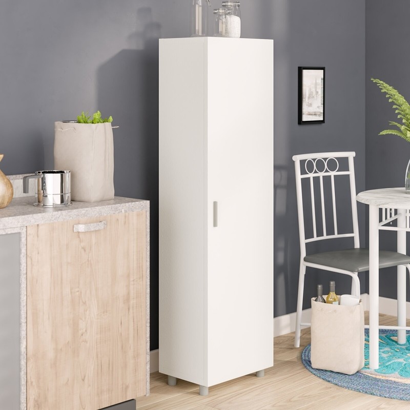 Minimalist narrow depth storage cabinet