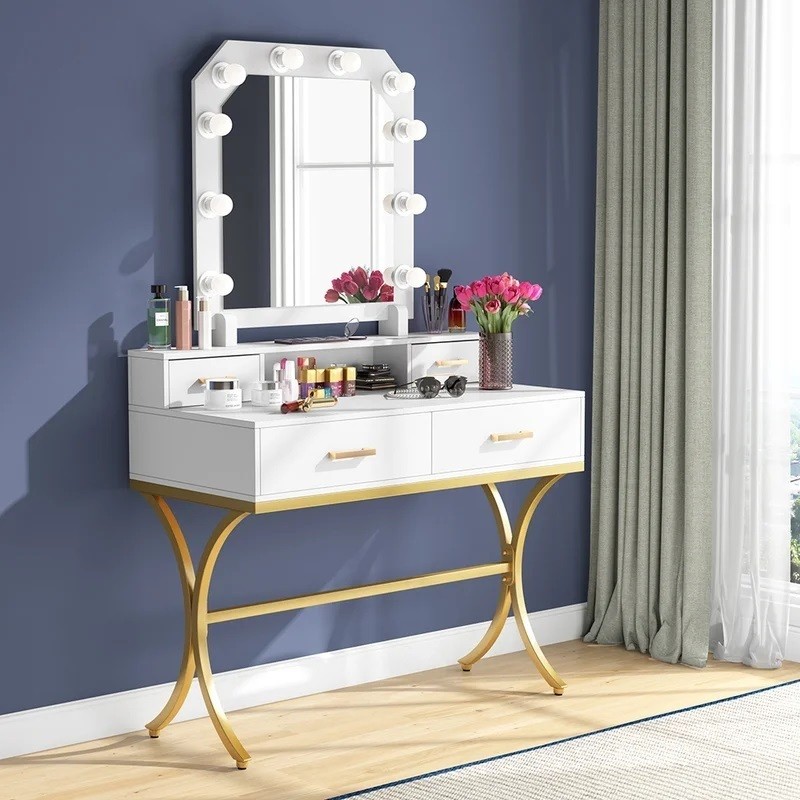 Modern Gilded Luxury Makeup Vanity