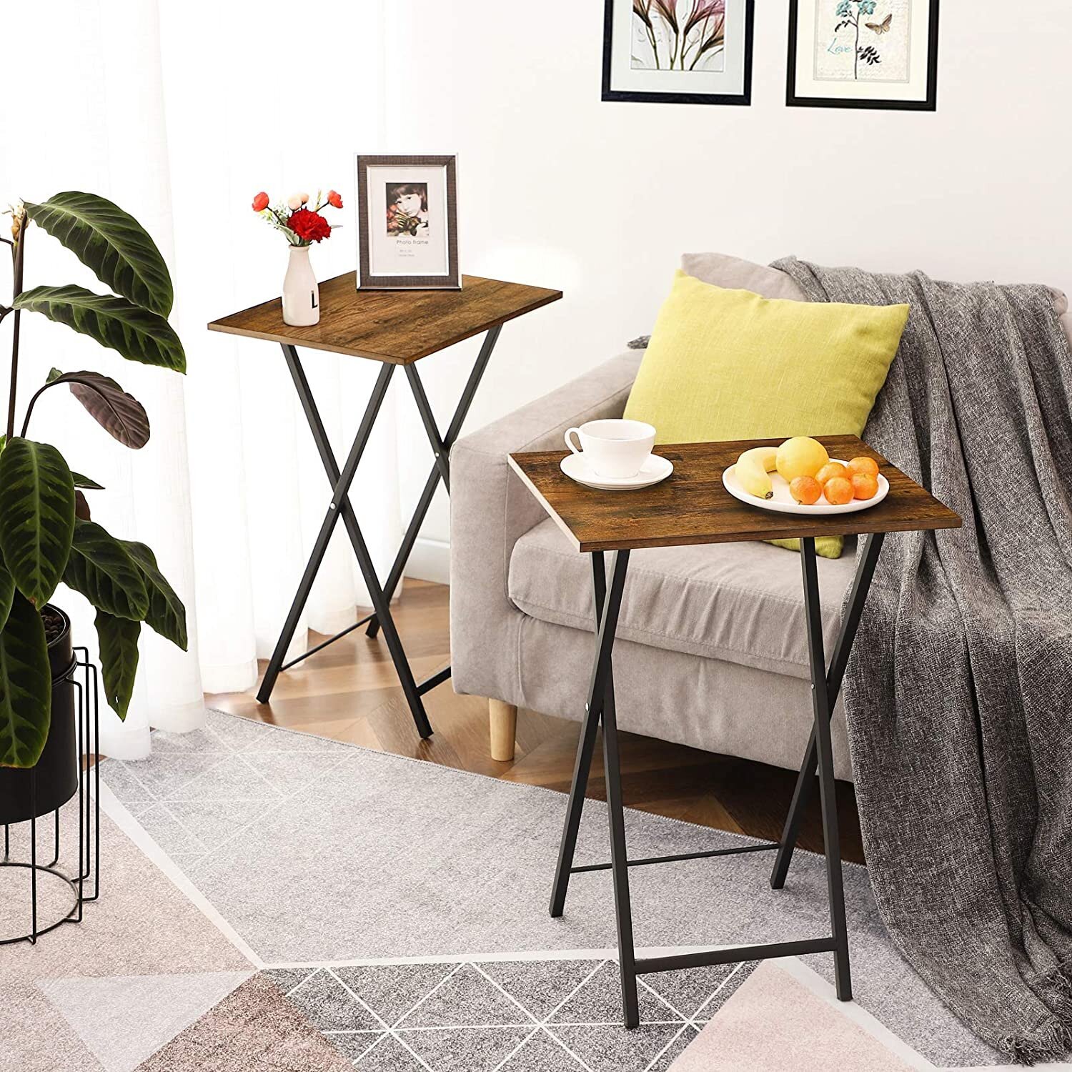 Modern Industrial Metal TV Tray Set