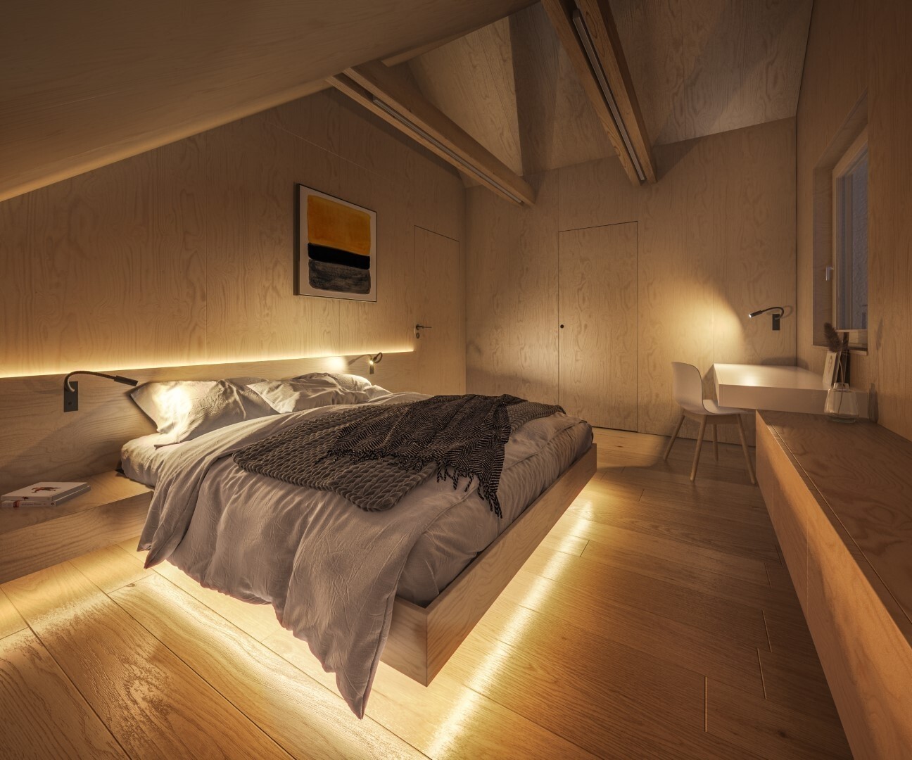 Modern plywood bedroom