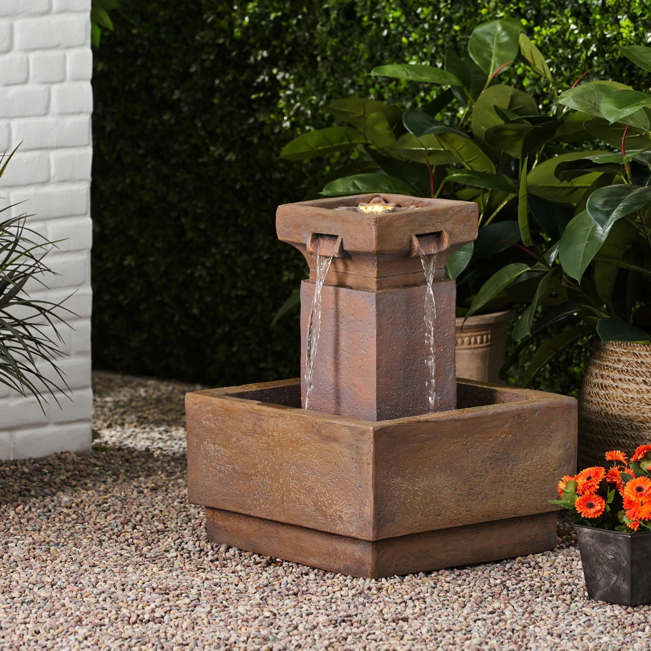 Modest Square Outdoor Corner Fountain