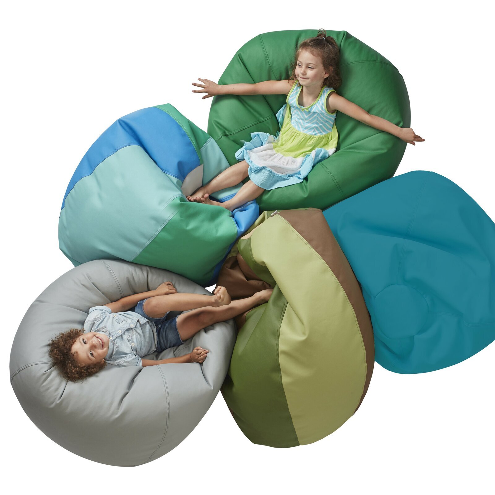 Multi colored faux leather bean bag chair
