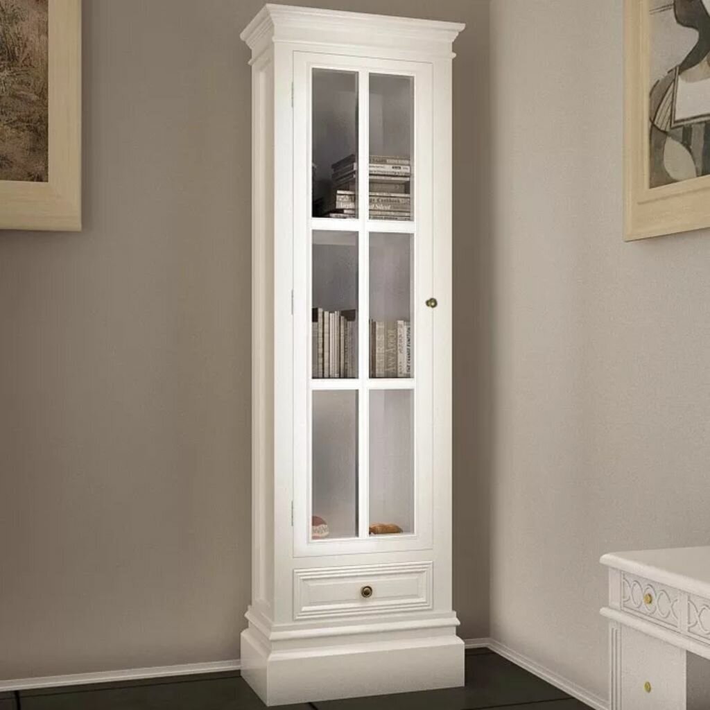 Narrow and Tall Bookcase With Glass Doors