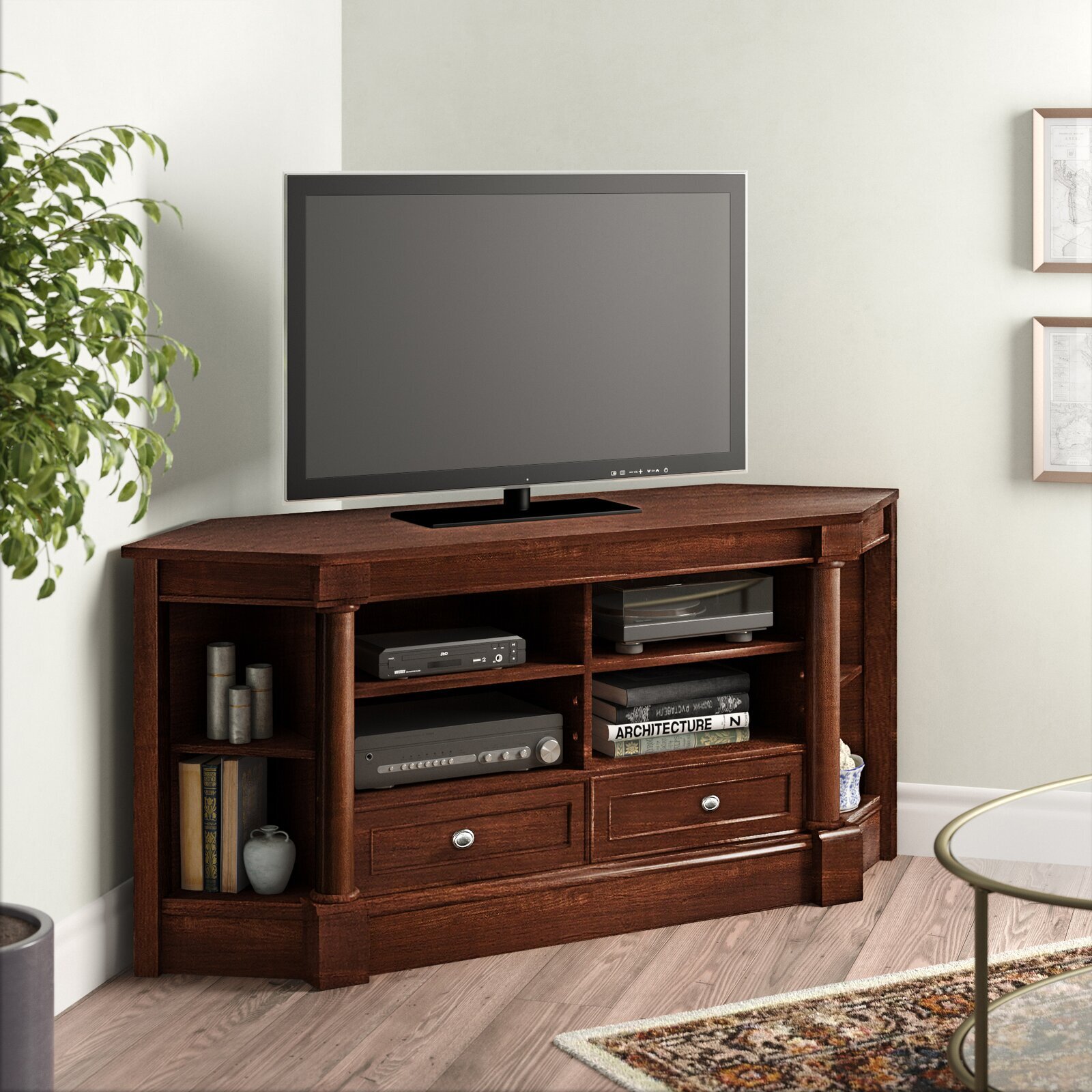 Nautical corner TV cabinet interior design