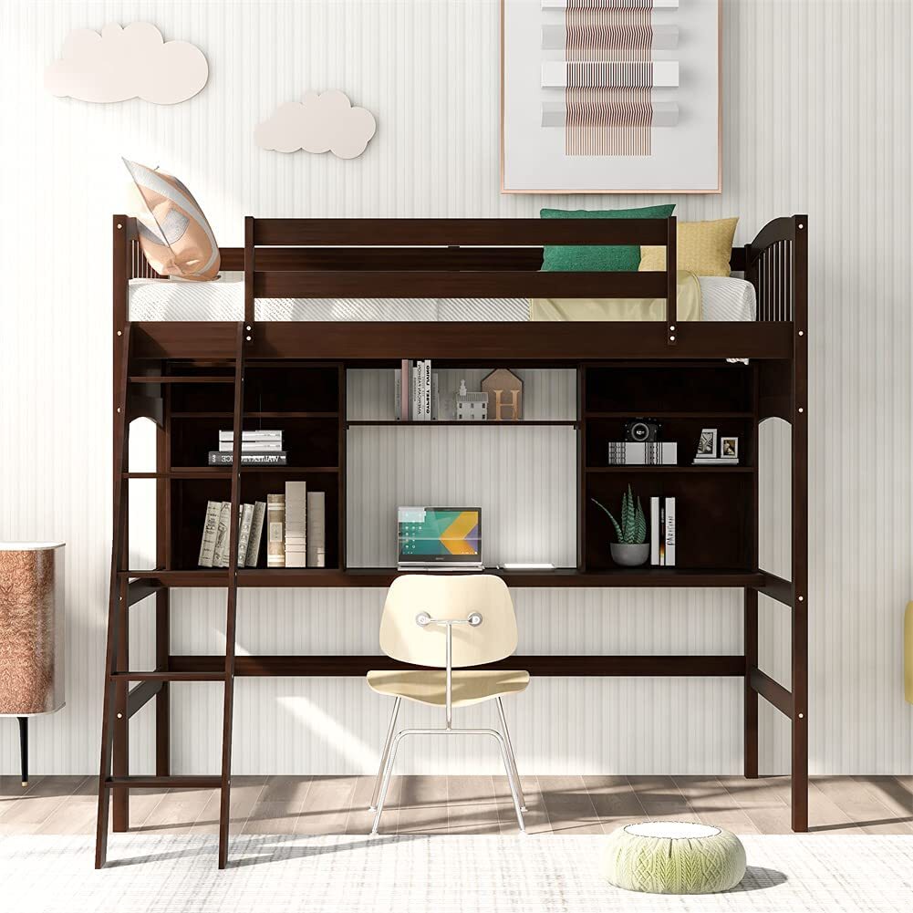 Nostalgic double loft bed with desk