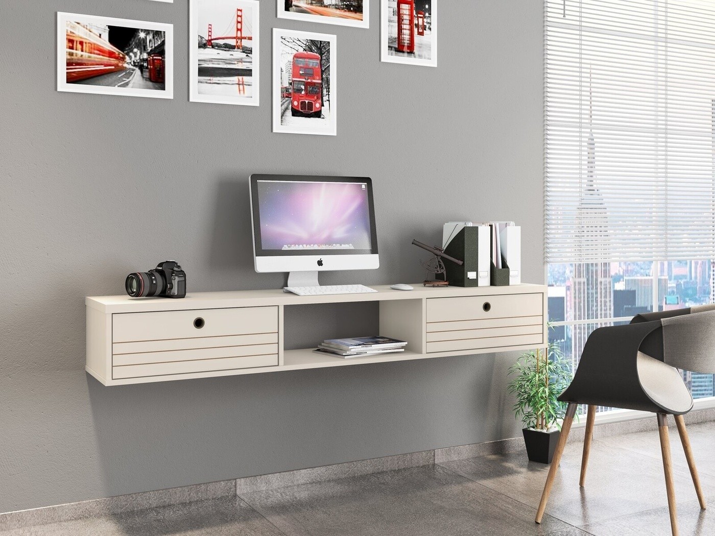 Off White Floating Desk