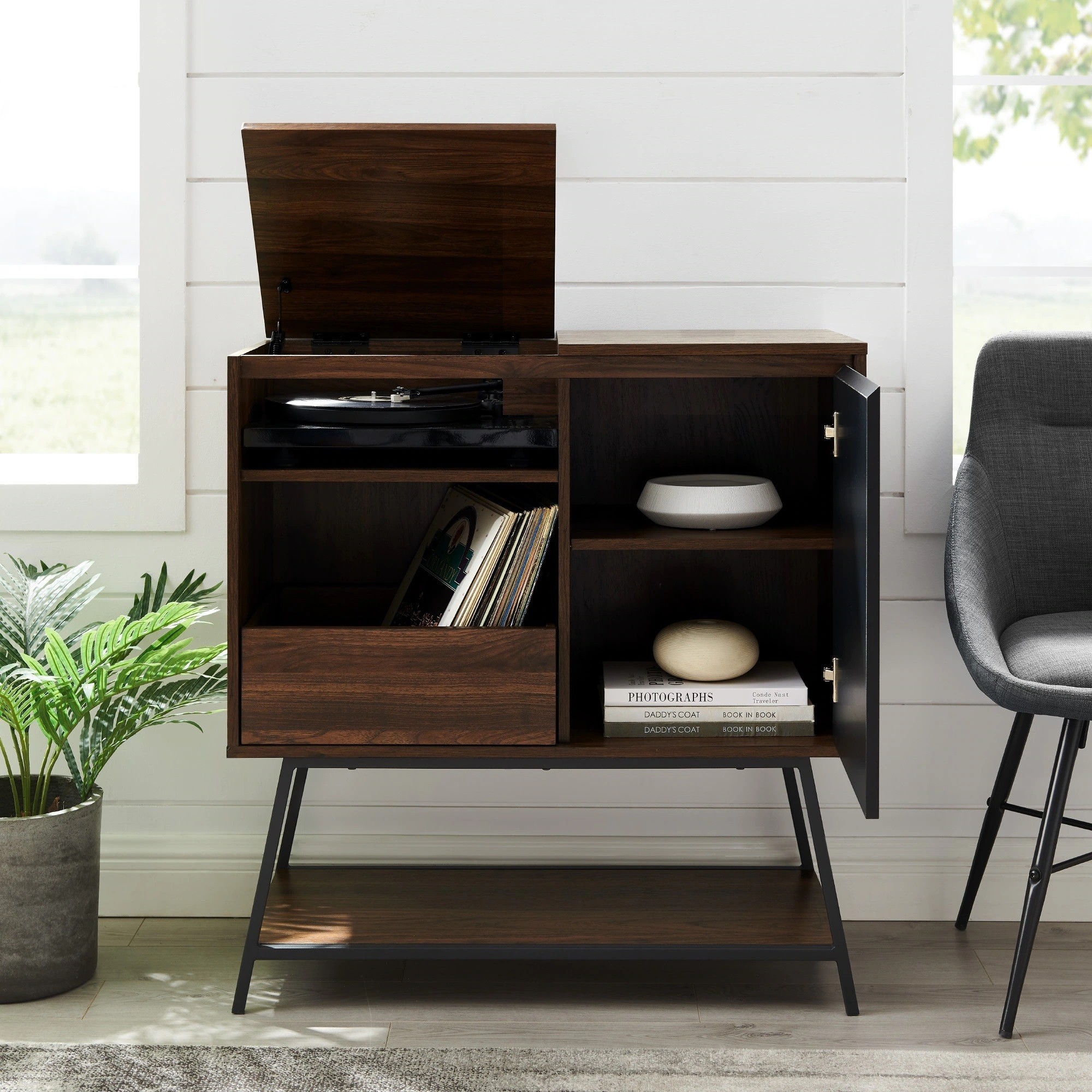 Old School Music Corner with a Record Player