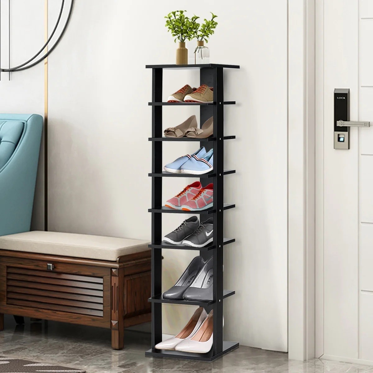 Open Compact Floor Standing Tall Shoe Rack