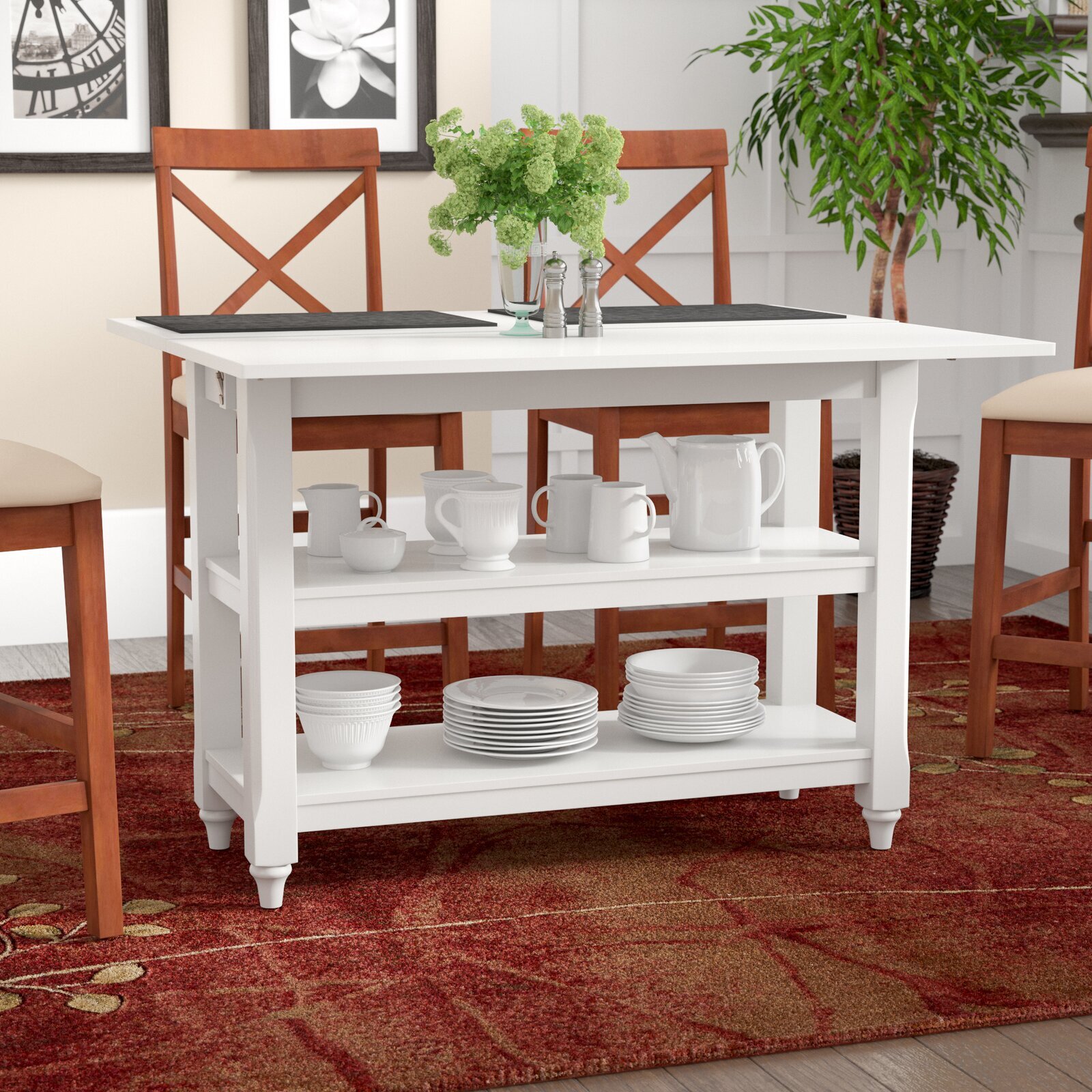 Open Double shelved Table With Storage Underneath