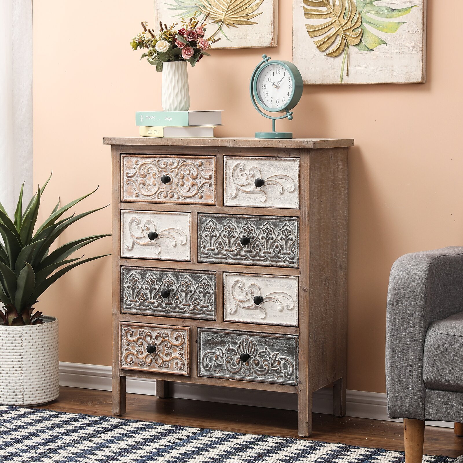 Ornate cabinet with many small drawers