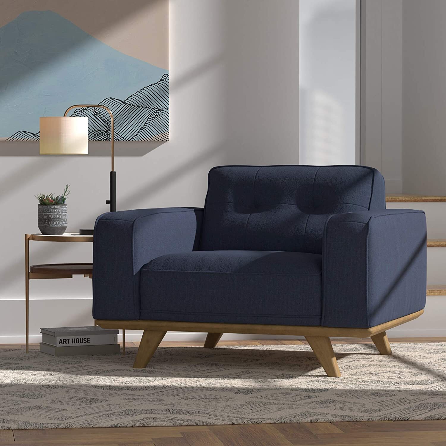 Oversized comfy chair in a mid century modern style