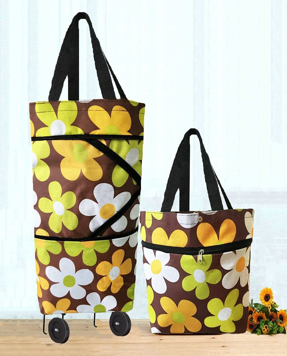 Patterned Wheeled Shopping Bag 