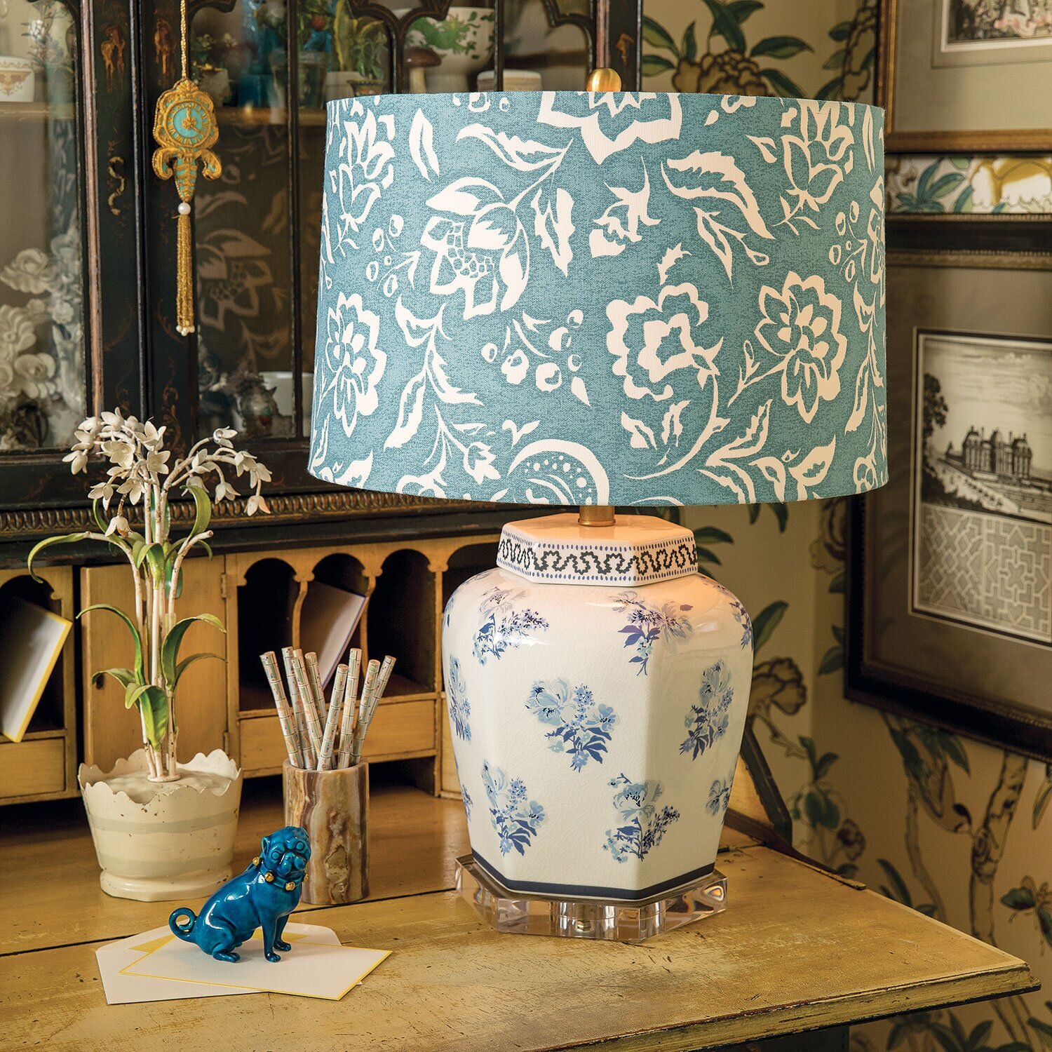 Plant and Floral Patterned Oriental Lamp Shades
