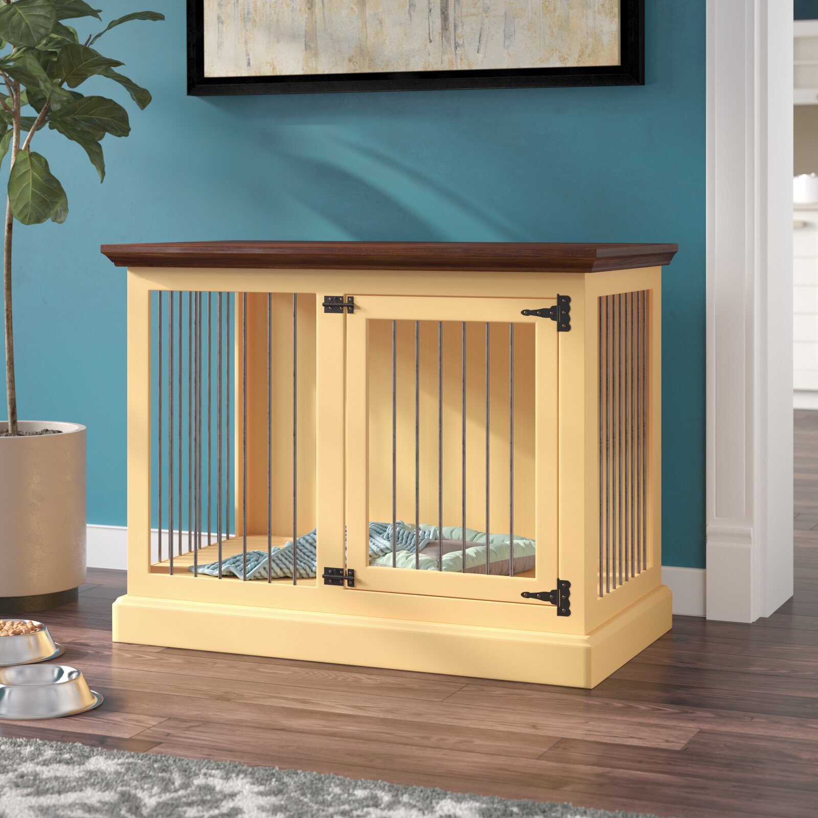 Pretty dog crate in unusual colors