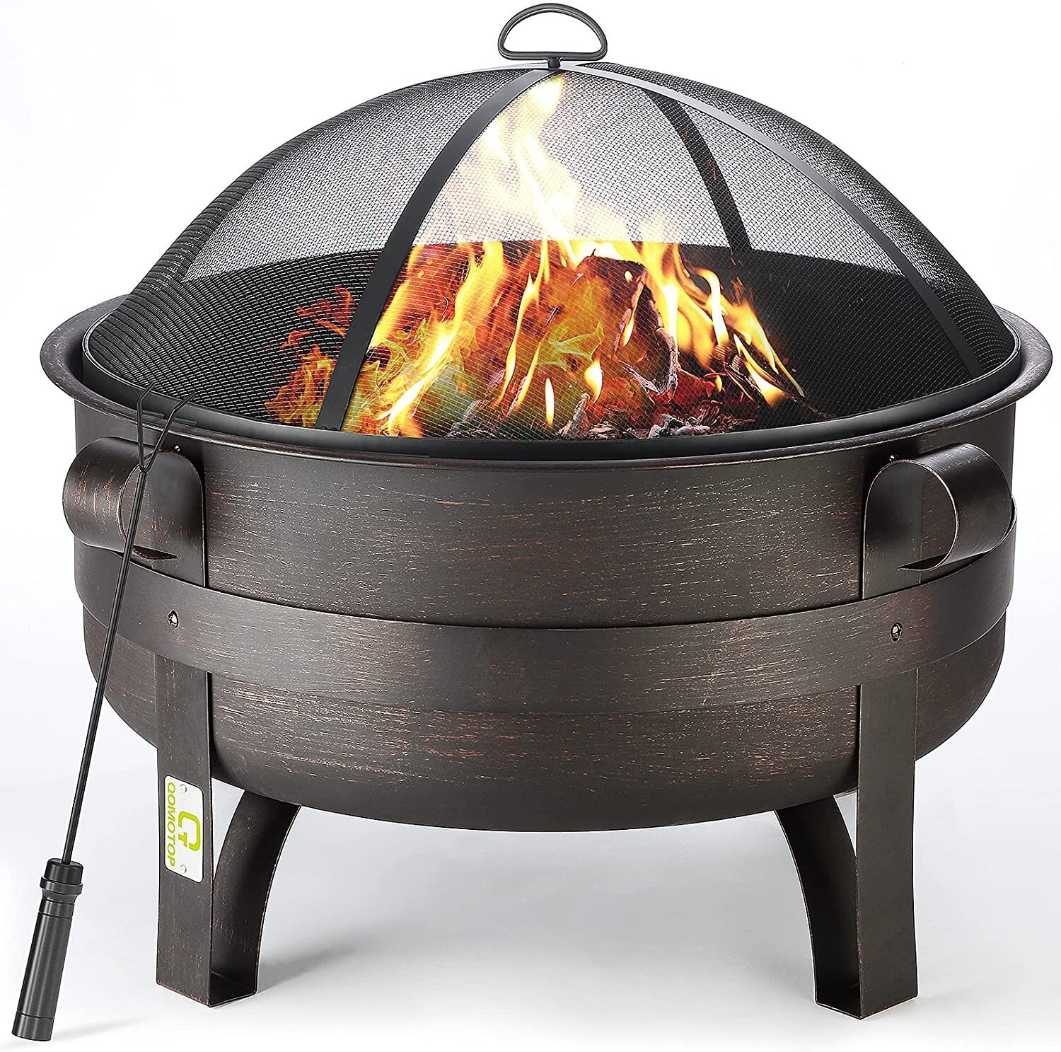Qomotop Bronze Metal Outdoor Fire Pit 