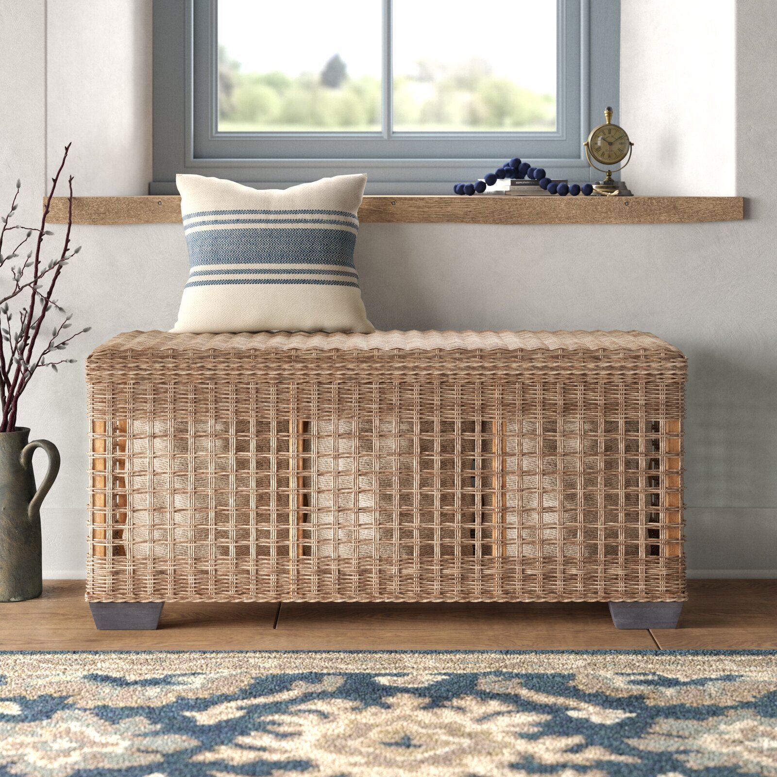 Rattan Extra Large Storage Chest Trunk with Shoe Organizer