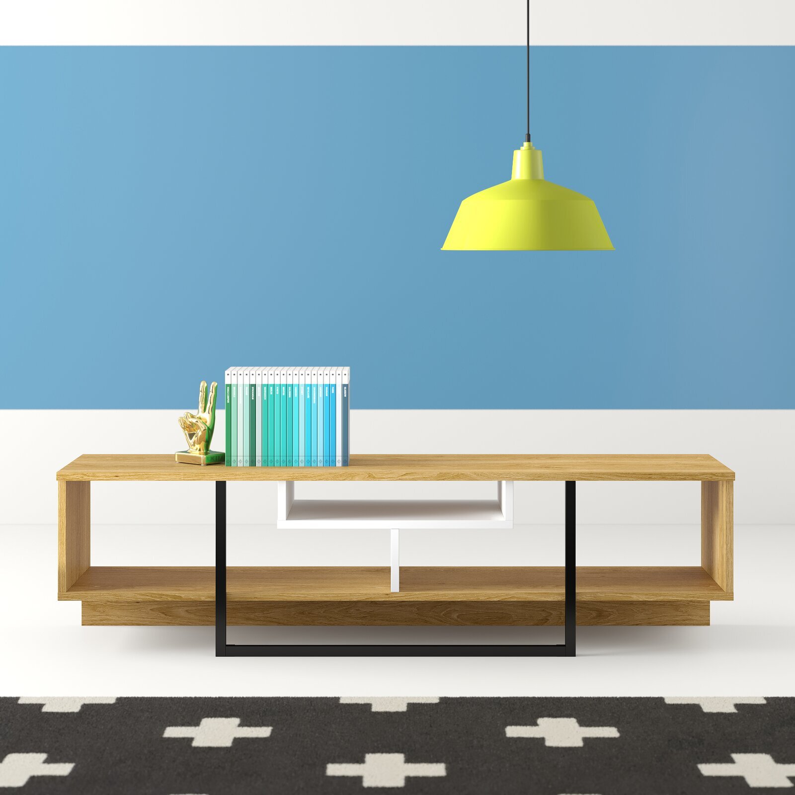 Rectangular, open concept low profile media console