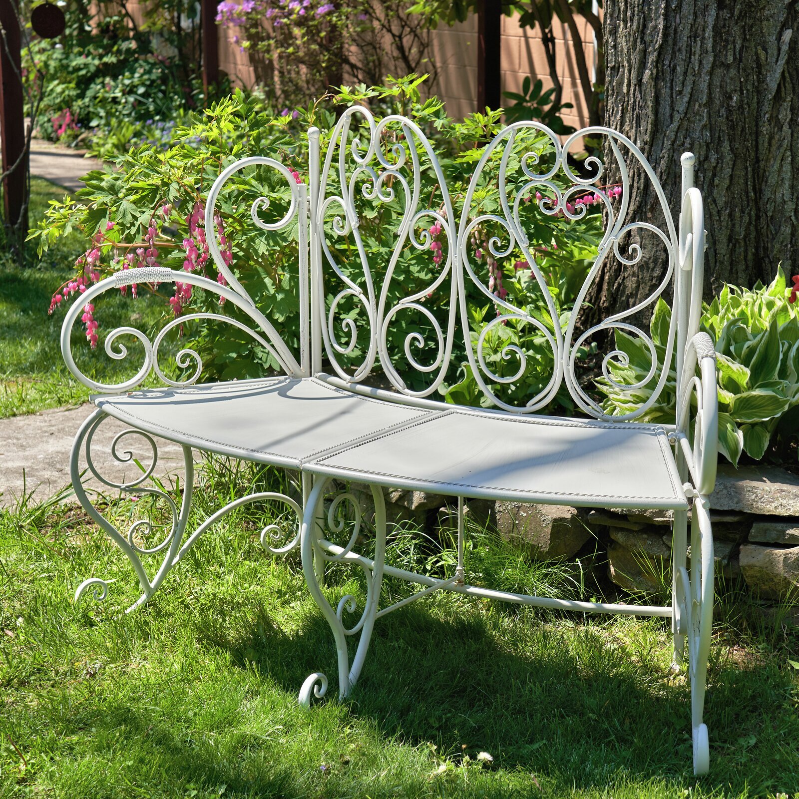Reverse Curved Garden Bench With Backrest