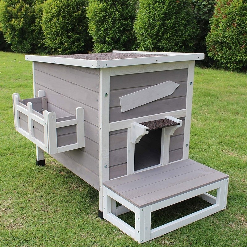 ROCKEVER Outdoor Cat Shelter with Escape Door Rainproof Outside Kitty House