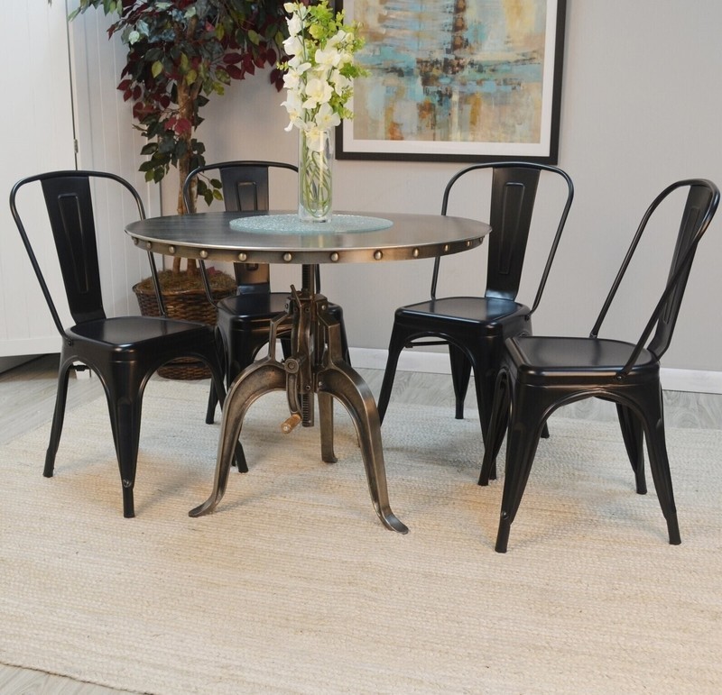Round Pedestal Brushed Stainless Steel Dining Table