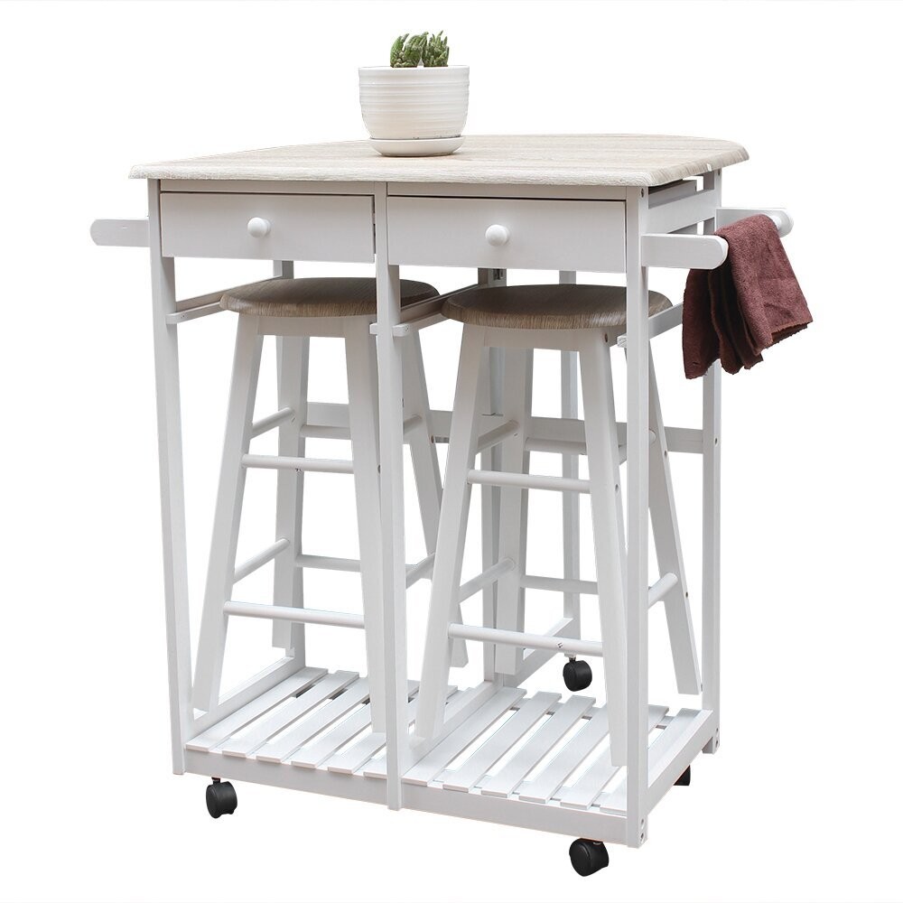 Rounded Portable Kitchen Island With Seating