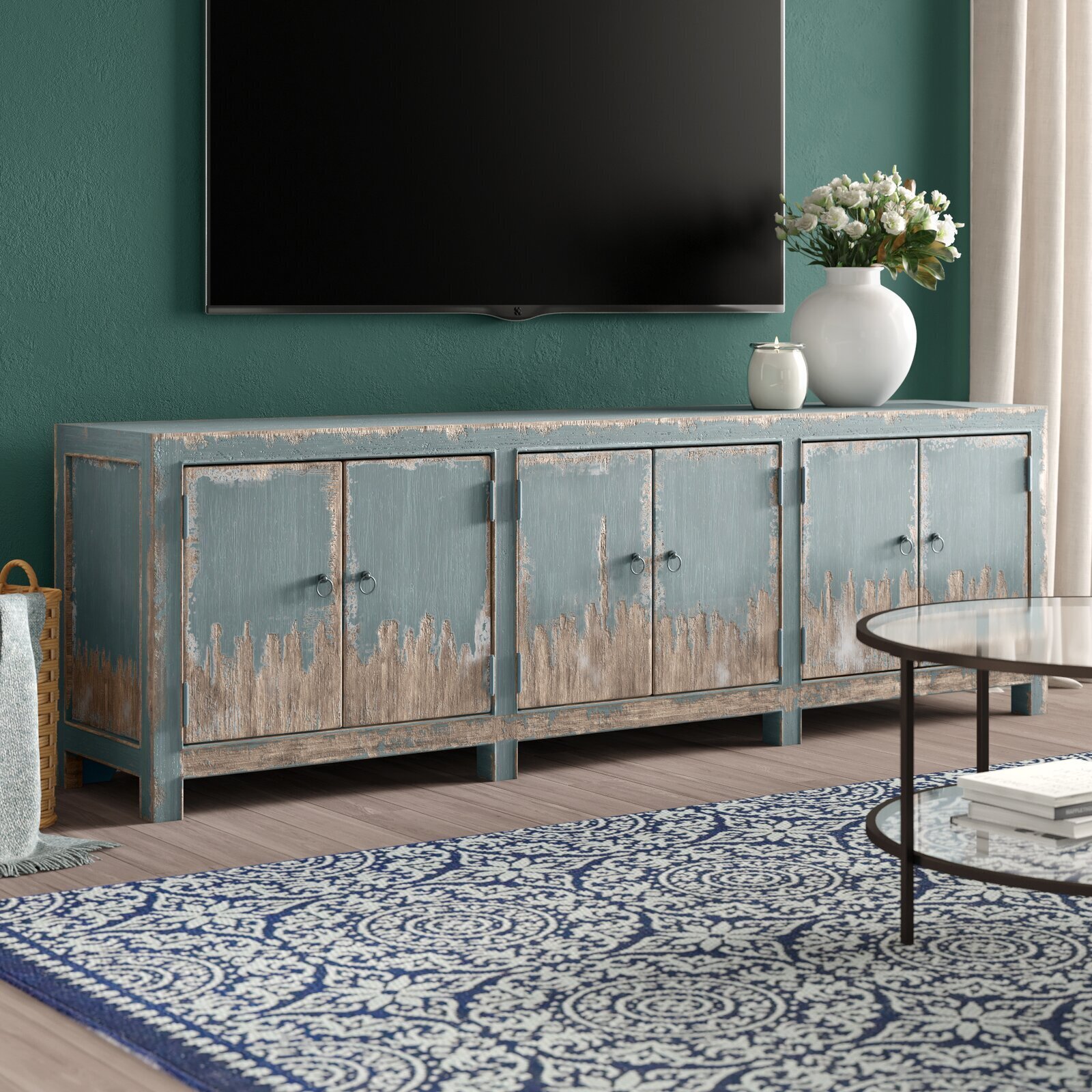 Rustic, distressed TV cabinet
