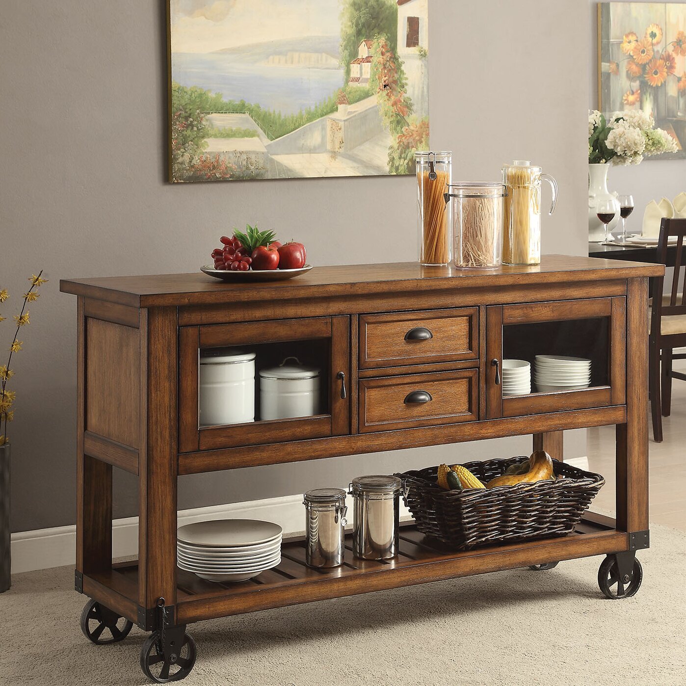 Rustic Kitchen Island on Wheels
