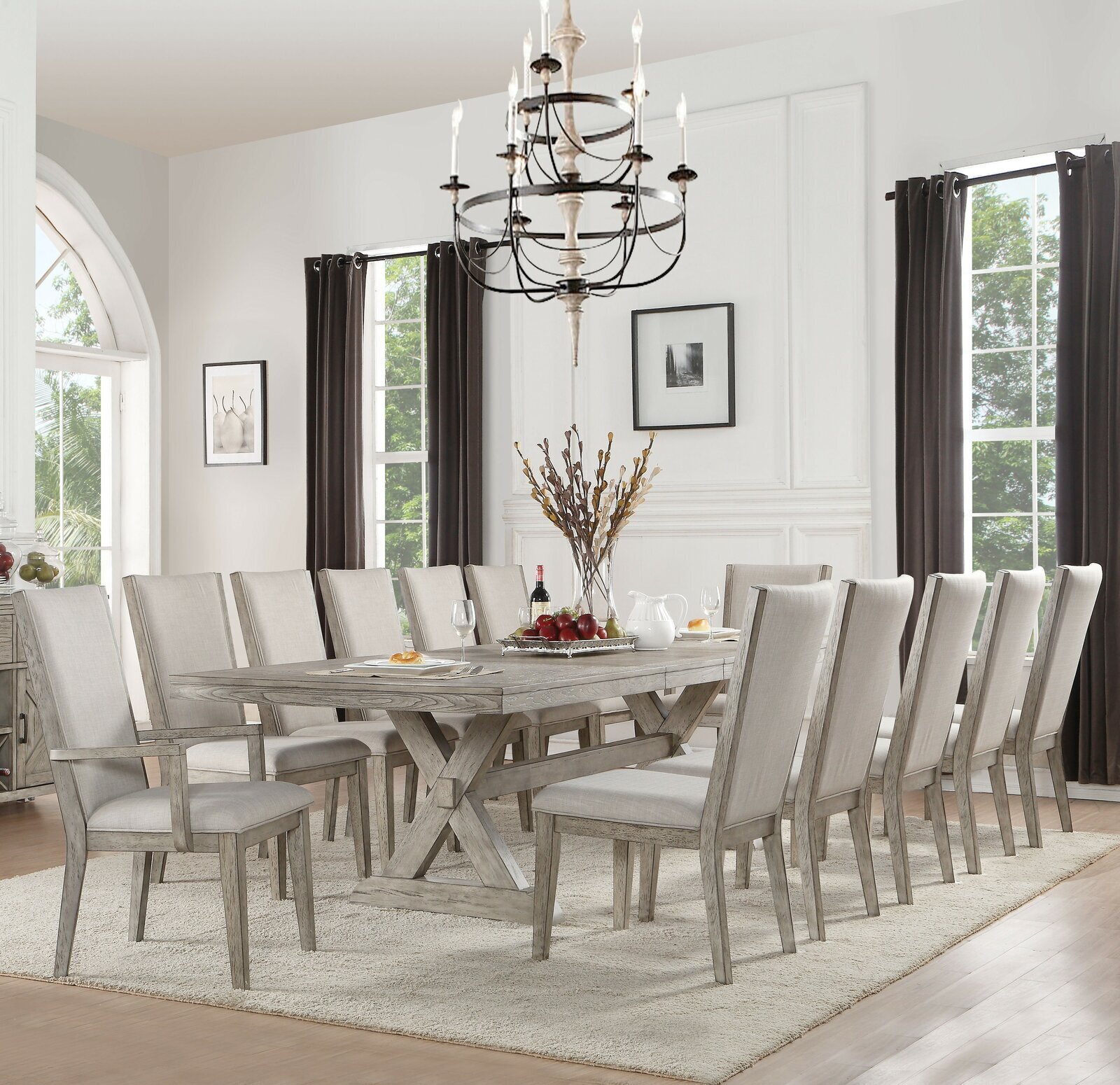 Rustic Trestle Dining Table For 12 Persons