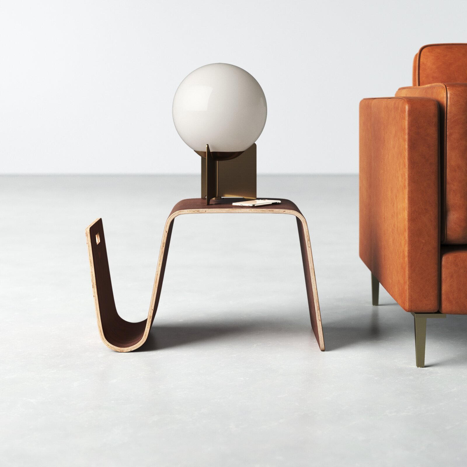 Scandinavian end table with magazine rack 