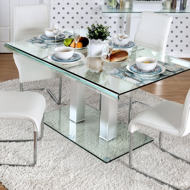 Shabby chic rectangular glass dining table set 