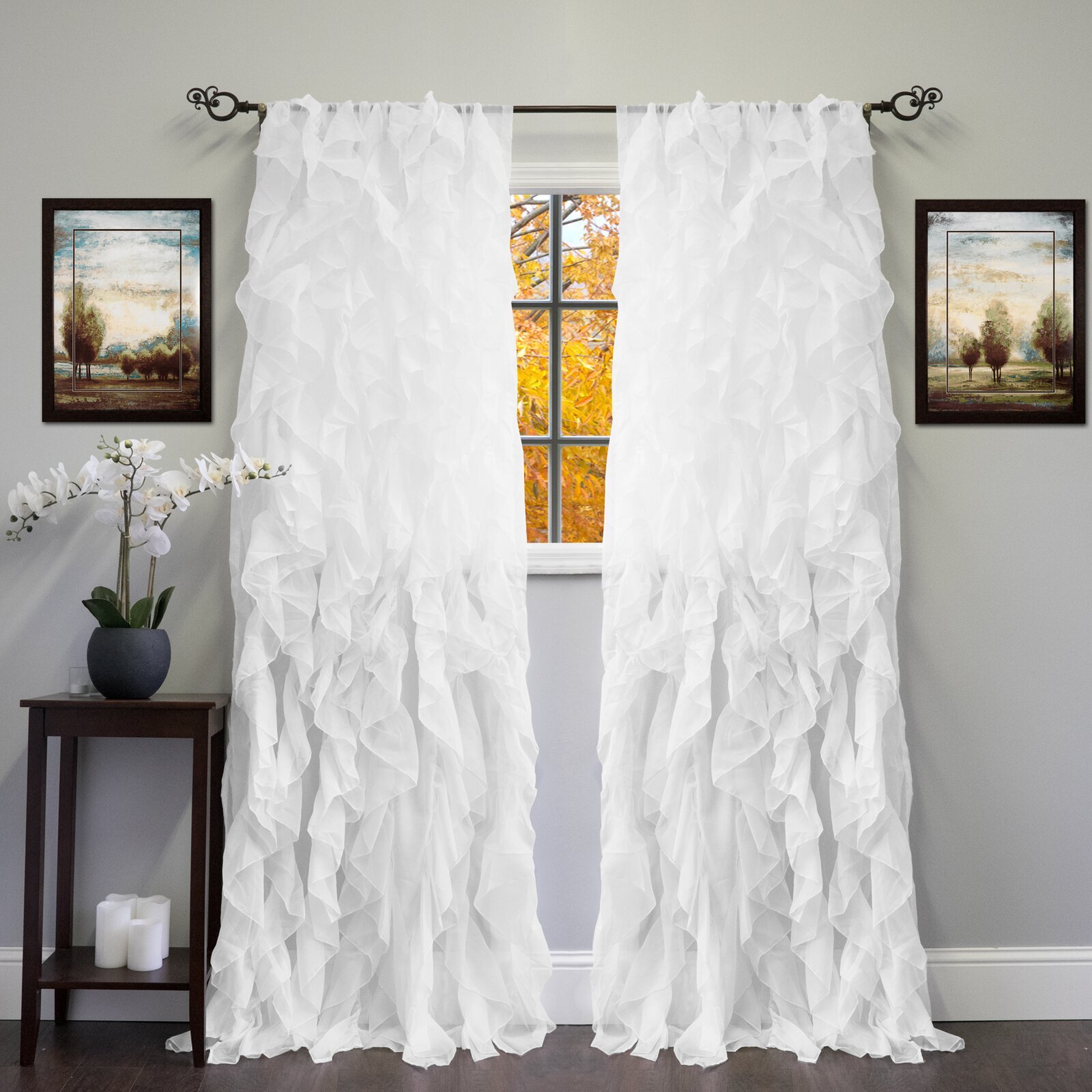 Shabby Sheer Ruffle One sided Curtains