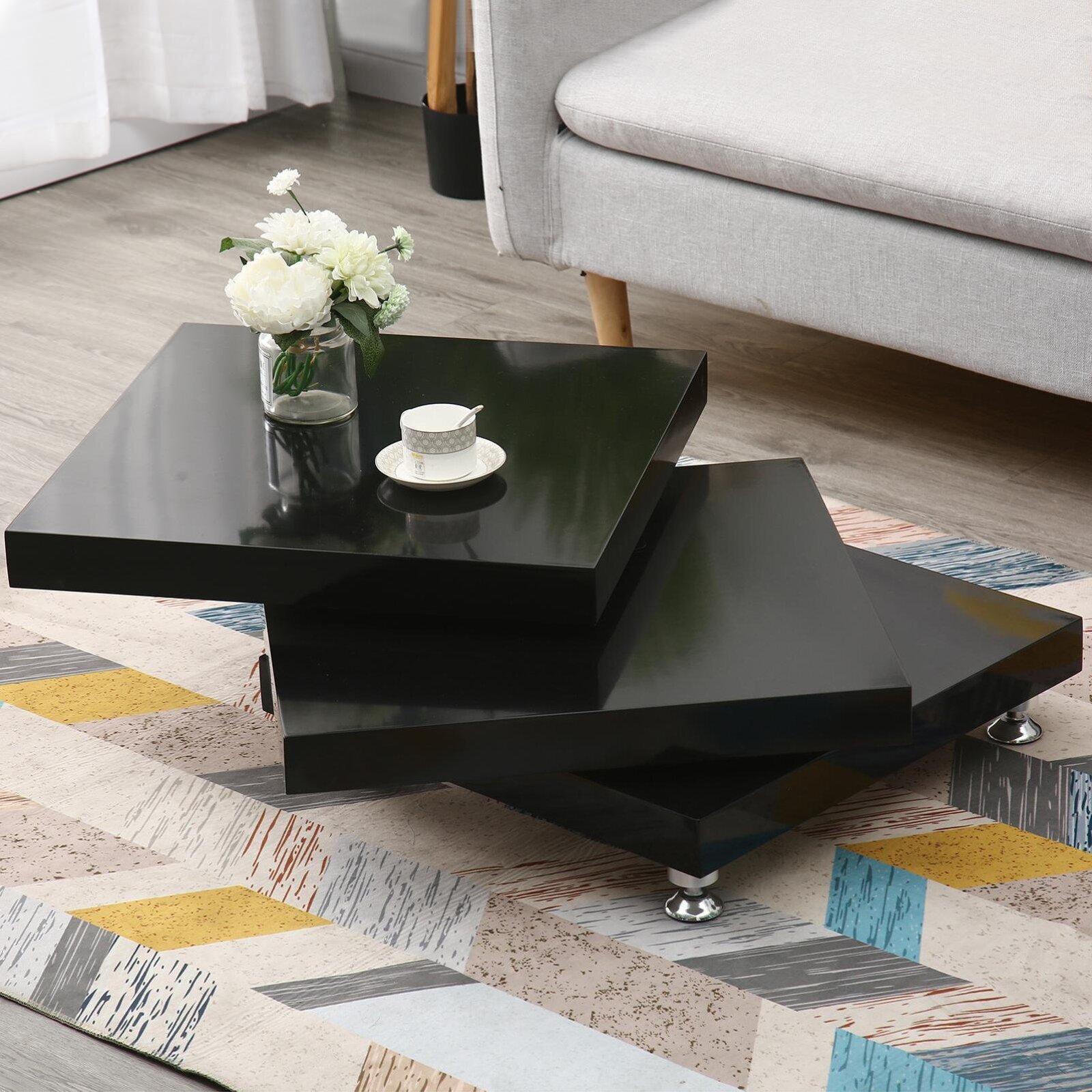 Small black square coffee table