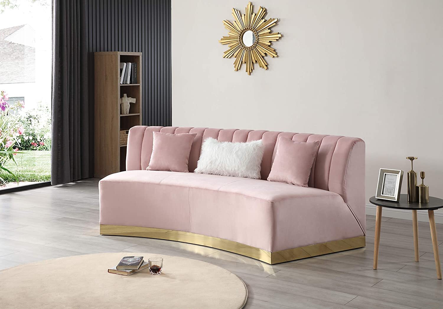 Small Curved Sectional Sofa in Pink