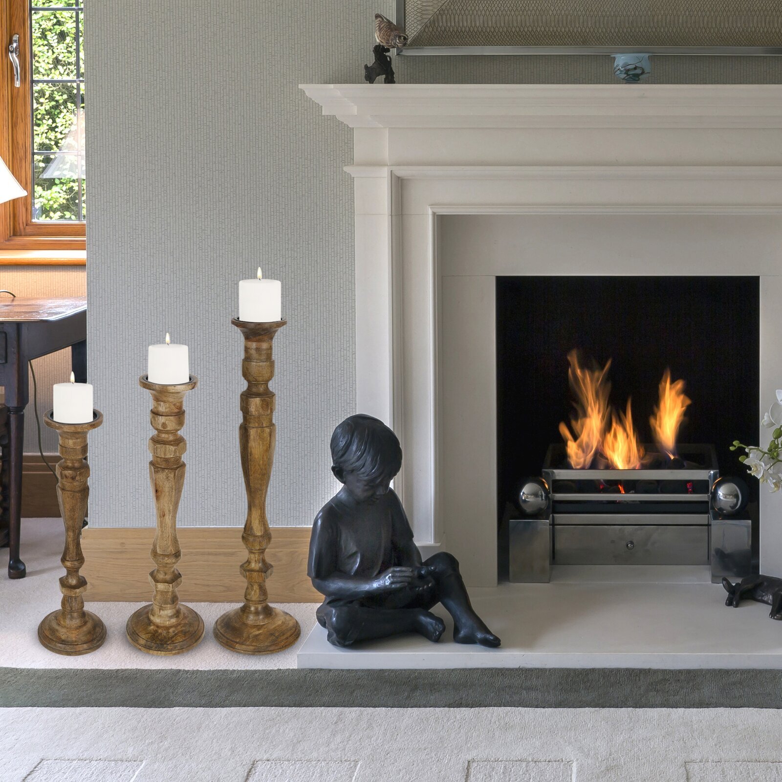 Solid Tall Wooden Candle Holders