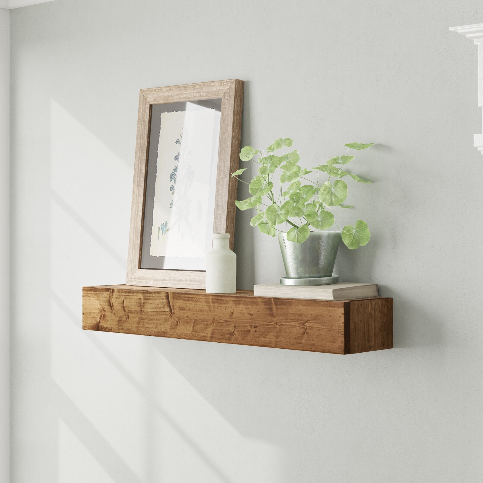 Solid Wood Single Floating Tv Shelf