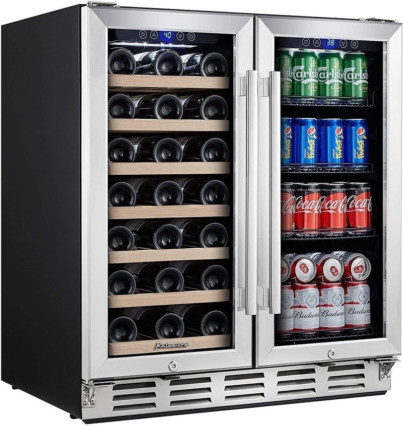 Sophisticated Stainless Steel Dual Zone Drinks Fridge