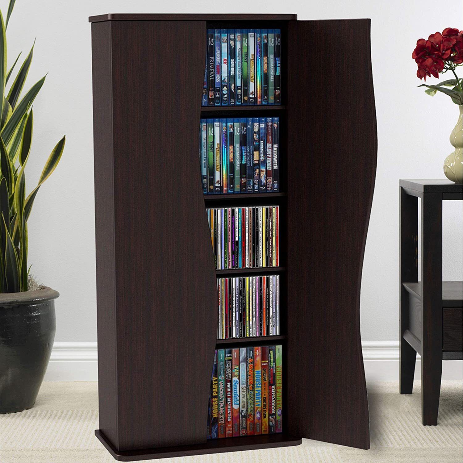 Spacious media cabinets for large CD/DVD collections