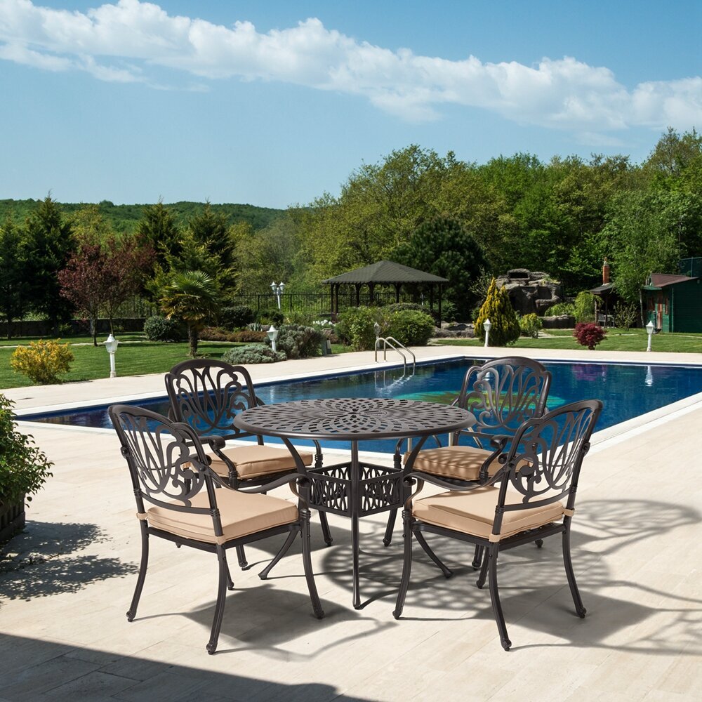 Stylish 5 Piece Cast Iron Patio Furniture