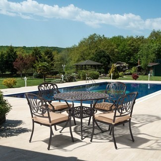 Stylish 5 Piece Cast Iron Patio Furniture