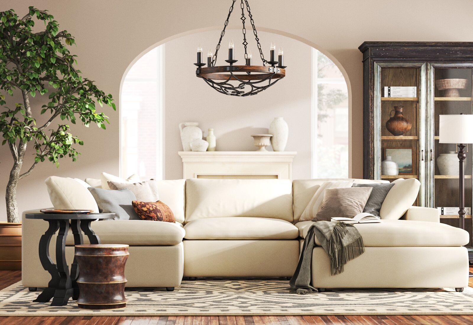 Symmetrical Modular Sectional with Ottoman