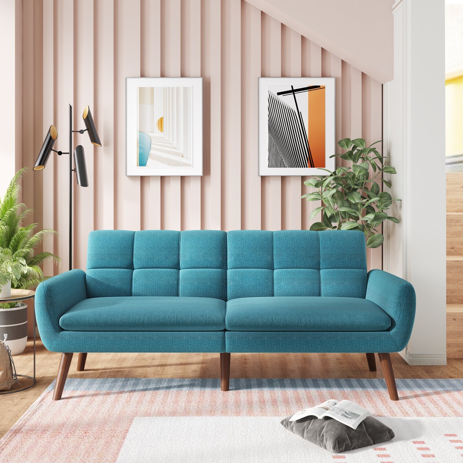 Teal Fabric Click Clack Sofa