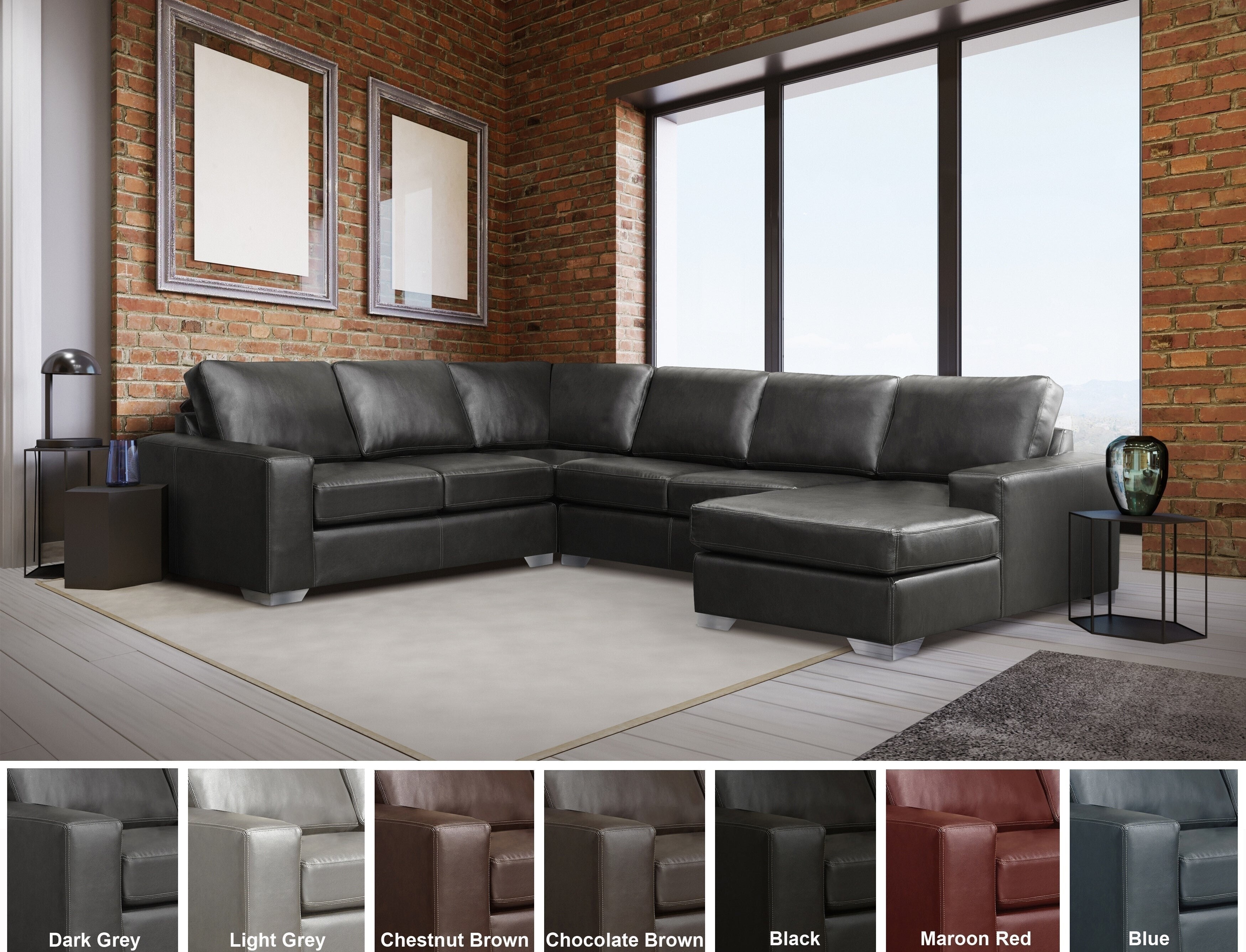 Top Grain Italian Leather Sectional Sofa