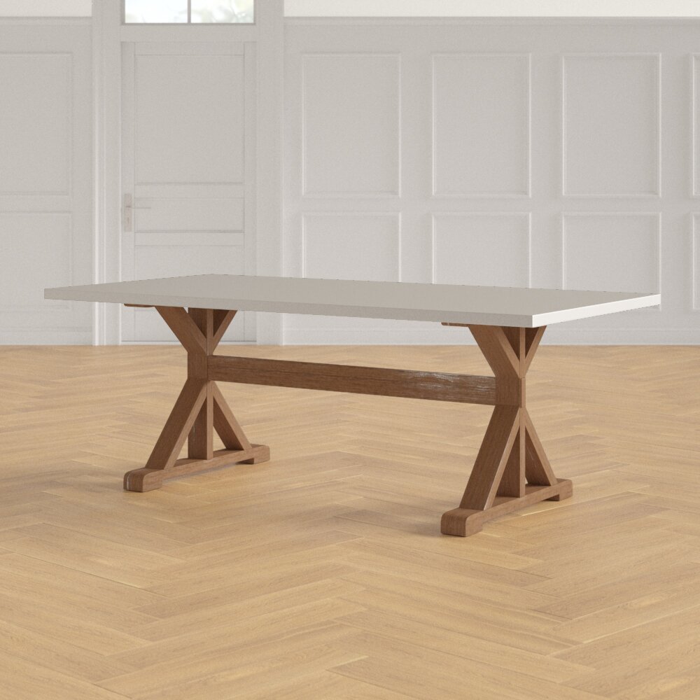 Trestle Metal Top Farmhouse Dining Table