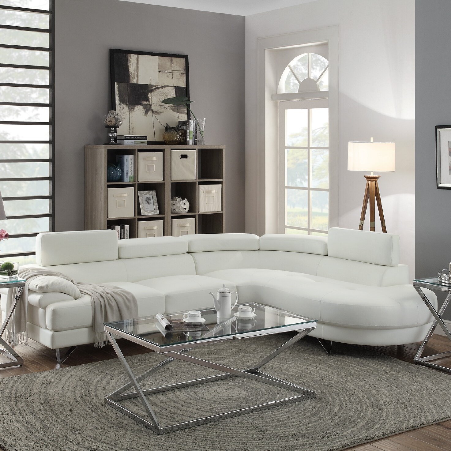 Two Piece Small Curved Sectional Sofa With Chaise