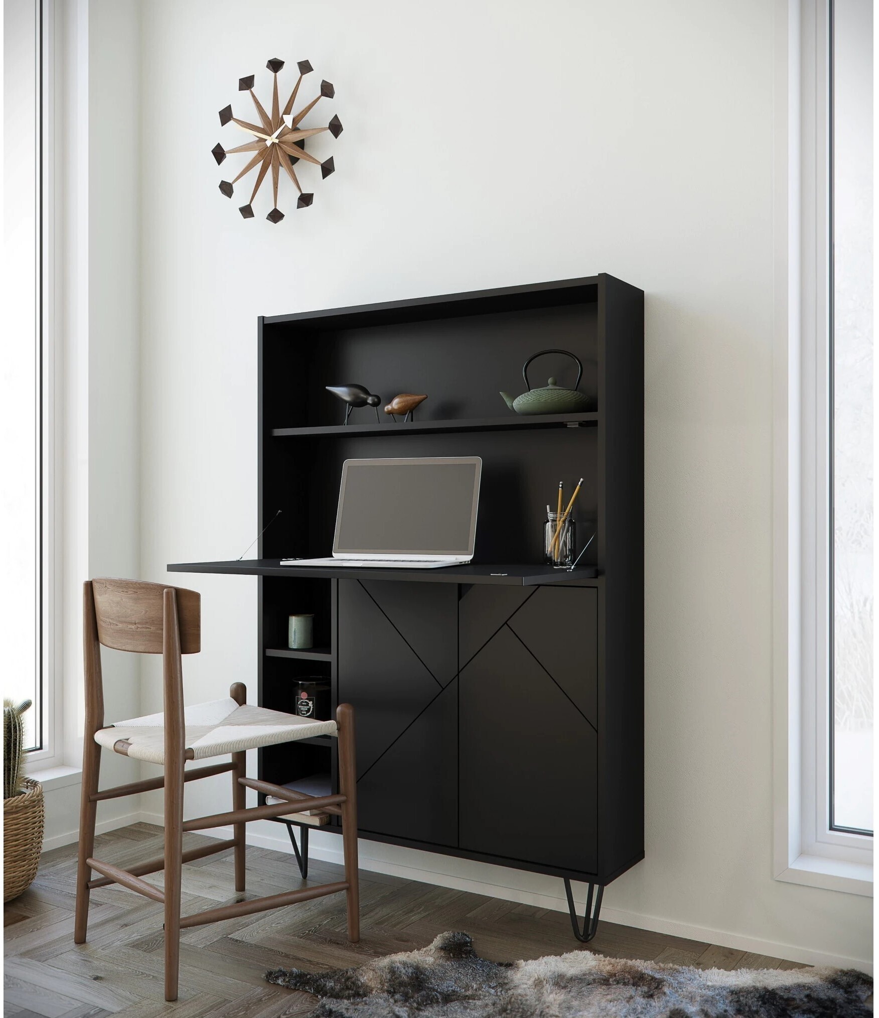 Ultra slim Secretary Hidden Desk Armoire
