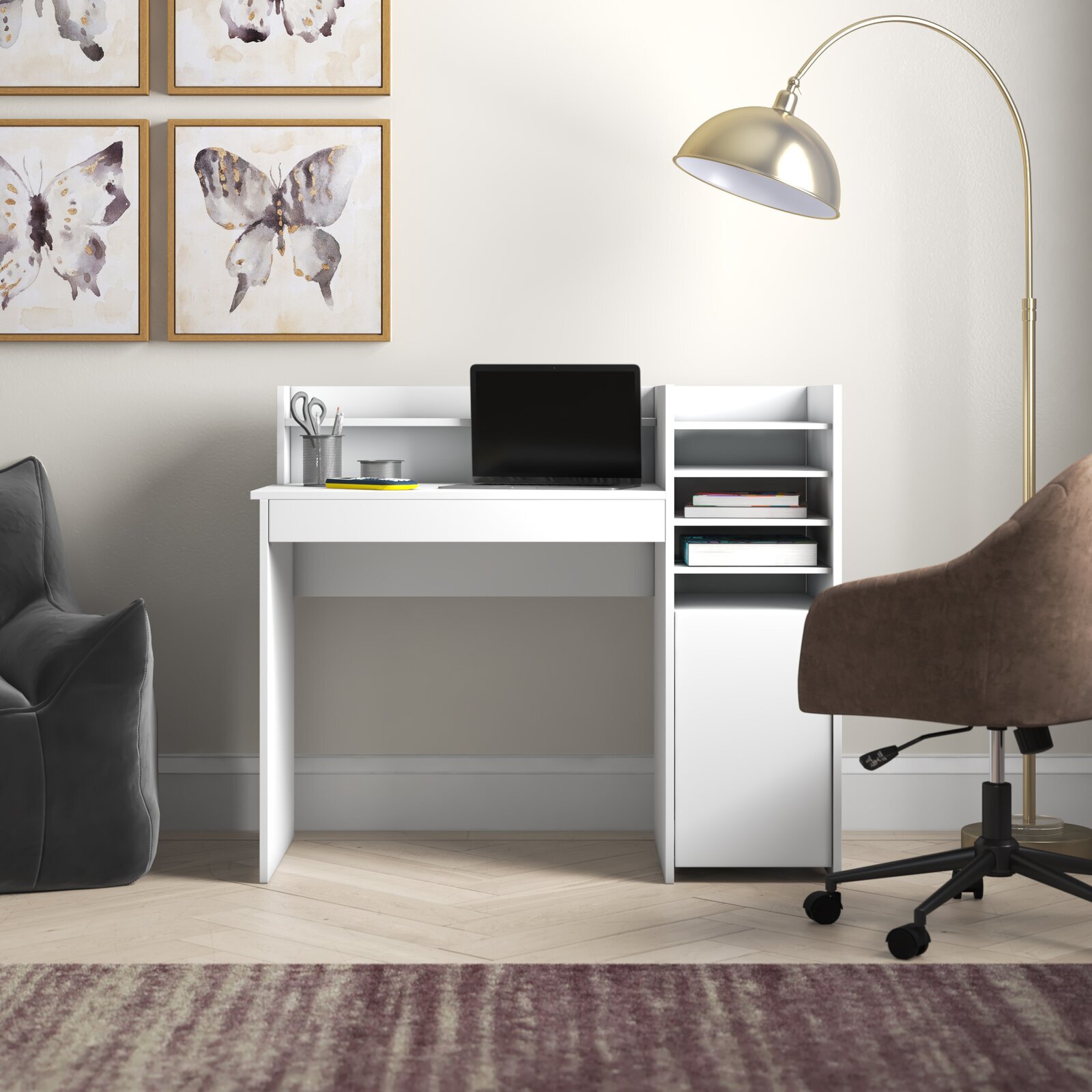 Understated White Desk with Drawers